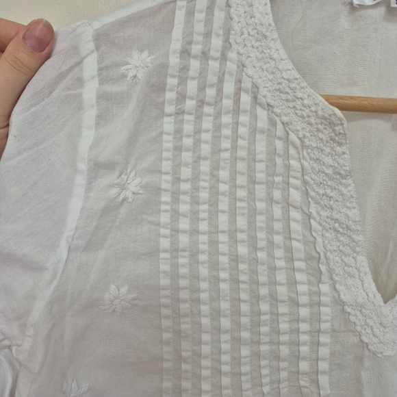 Violet Ruby Women’s White Embroidered Cotton Boho Blouse – Size S - Picture 2 of 7